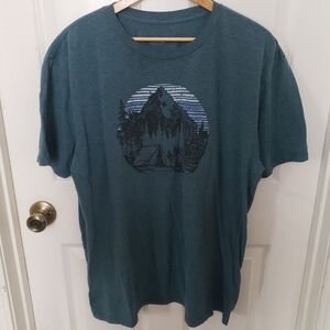 Teal Mountain Camping Outdoors Graphic Tee XL Hiking Granola